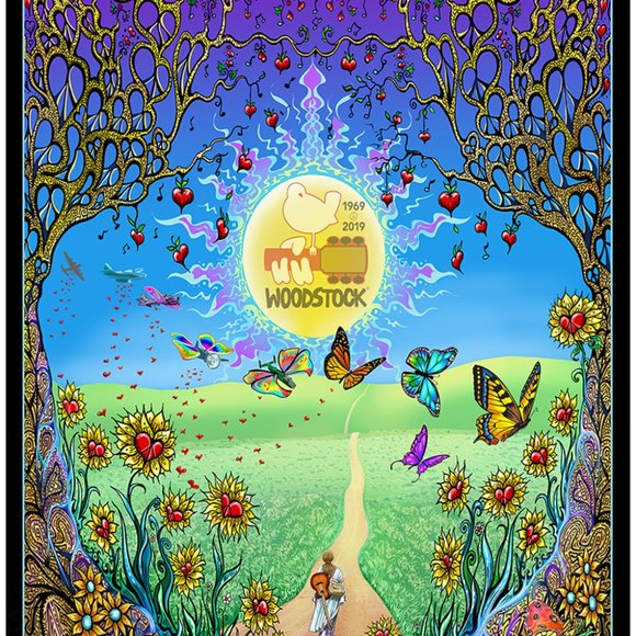 Woodstock Back To The Garden Tapestry by Mike DuBois ~ 53" x 85" ~ Brand New!